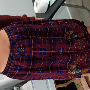 Plaid Patterned Skirt in Blue and Red